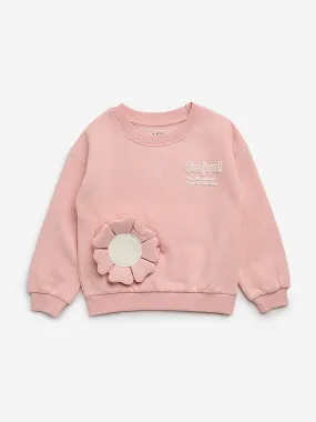 HOP Kids Dusty Pink Floral Applique Sweatshirt