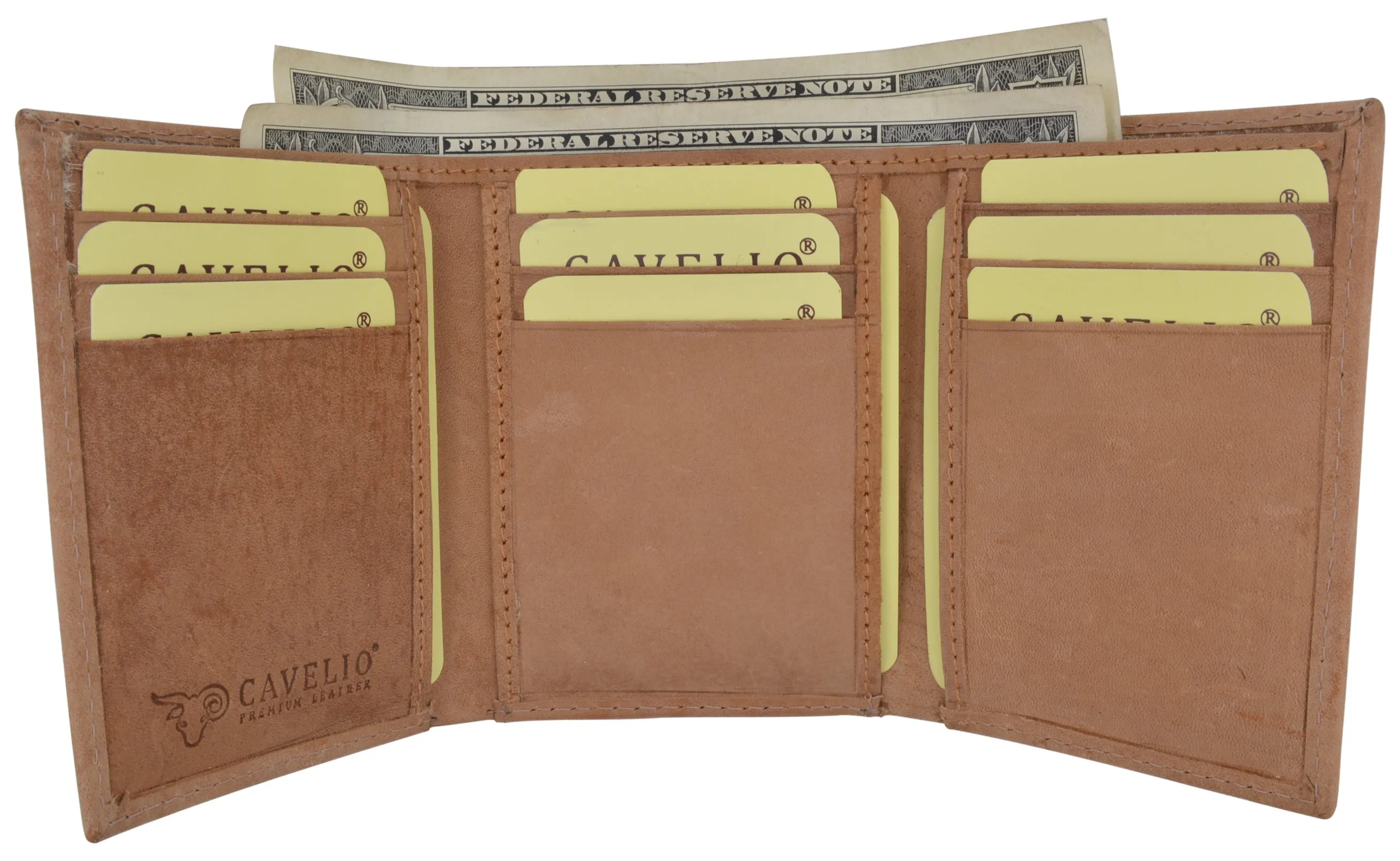 HU1955/Cavelio Hunter New Premium Leather Credit Card ID Money Holder Trifold Wallet