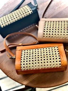 Kai Leather & Rattan Dumpling Bag (three colours)