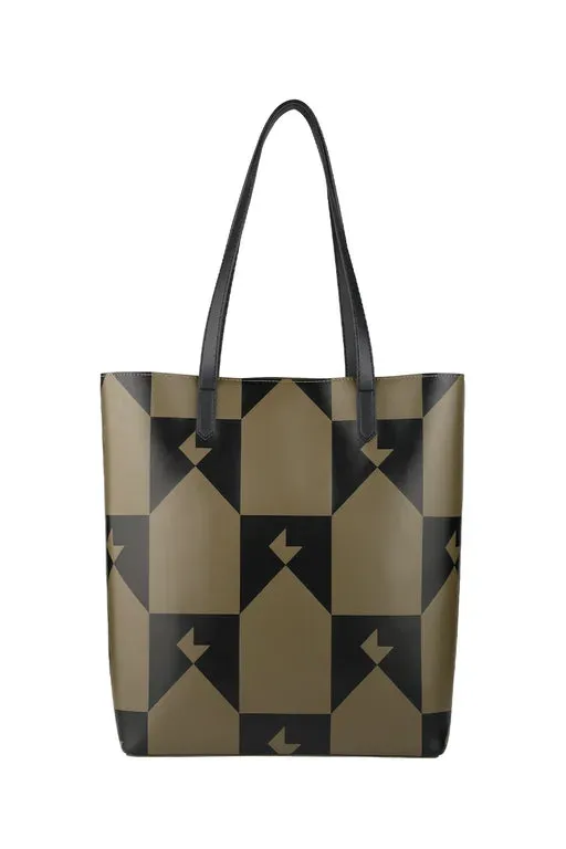 Karen Walker Everyday Tote - XL Monogram Print - Dark Olive/Black