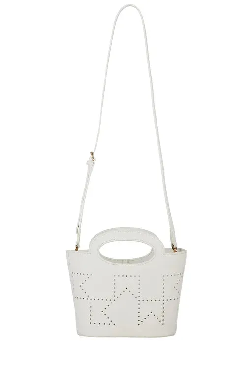 Karen Walker Monogram Basket Small - Lasercut Leather- White