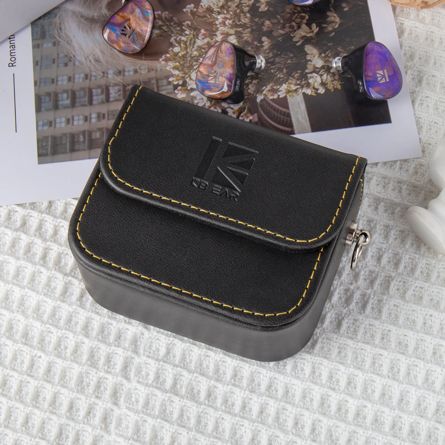 【KBEAR BP02】 Headphone Leather Bag Storage Earphone Bag Earbuds Leather Case