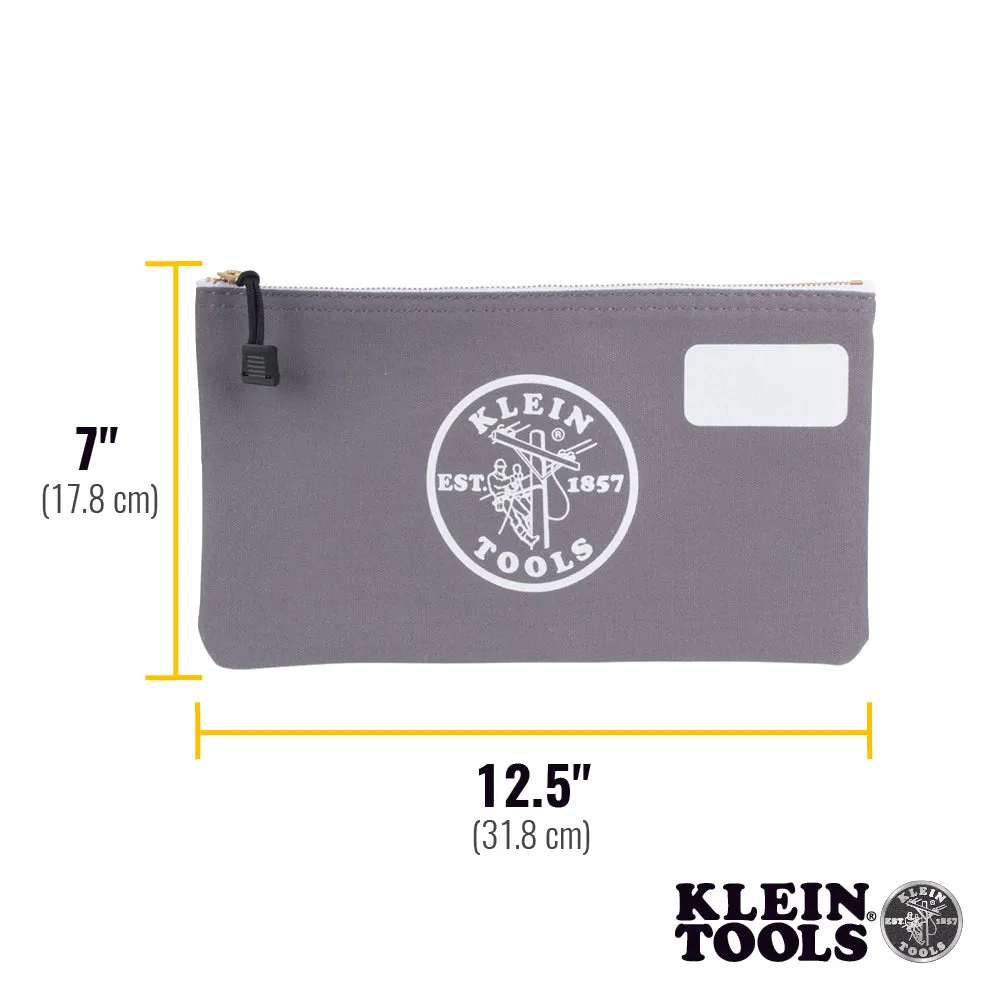 Klein Tools 55578 Zipper Bag with Divider, Canvas Tool Pouch, 7-Inch, Gray