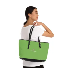 Light Green Zipped Tote Bag, Solid Color Modern Essential Designer PU Leather Shoulder Bag For Ladies