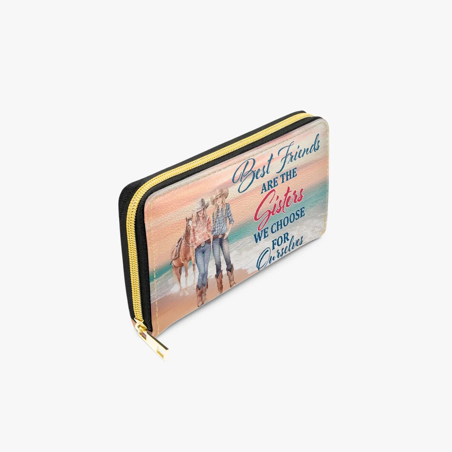 Long Type Zipper Purse -  Beach, Horses, Best Friends