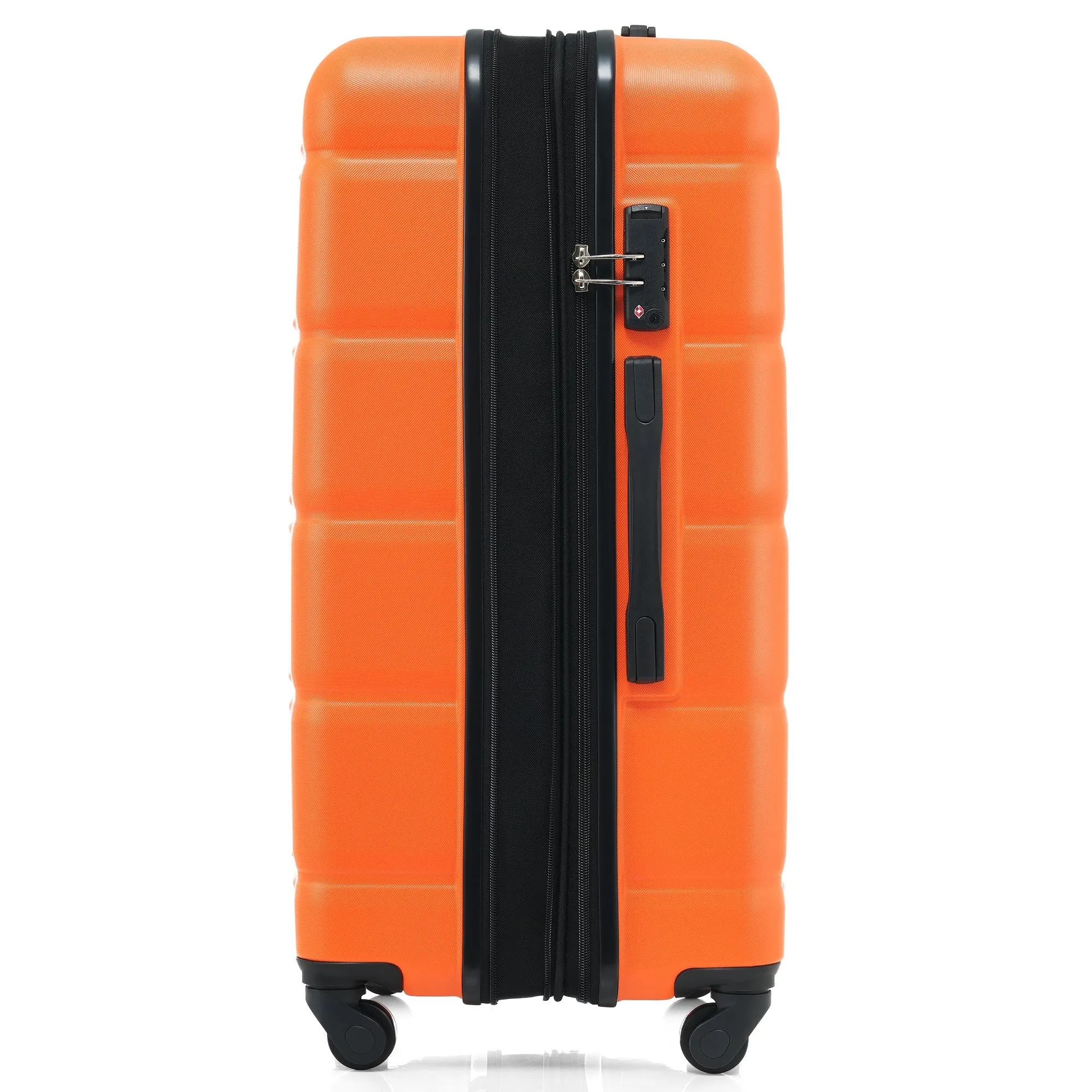 Luggage Set of 3, 20-inch with USB Port, Airline Certified Carry-on Luggage with Cup Holder, ABS Hard Shell Luggage with Spinner Wheels, orange