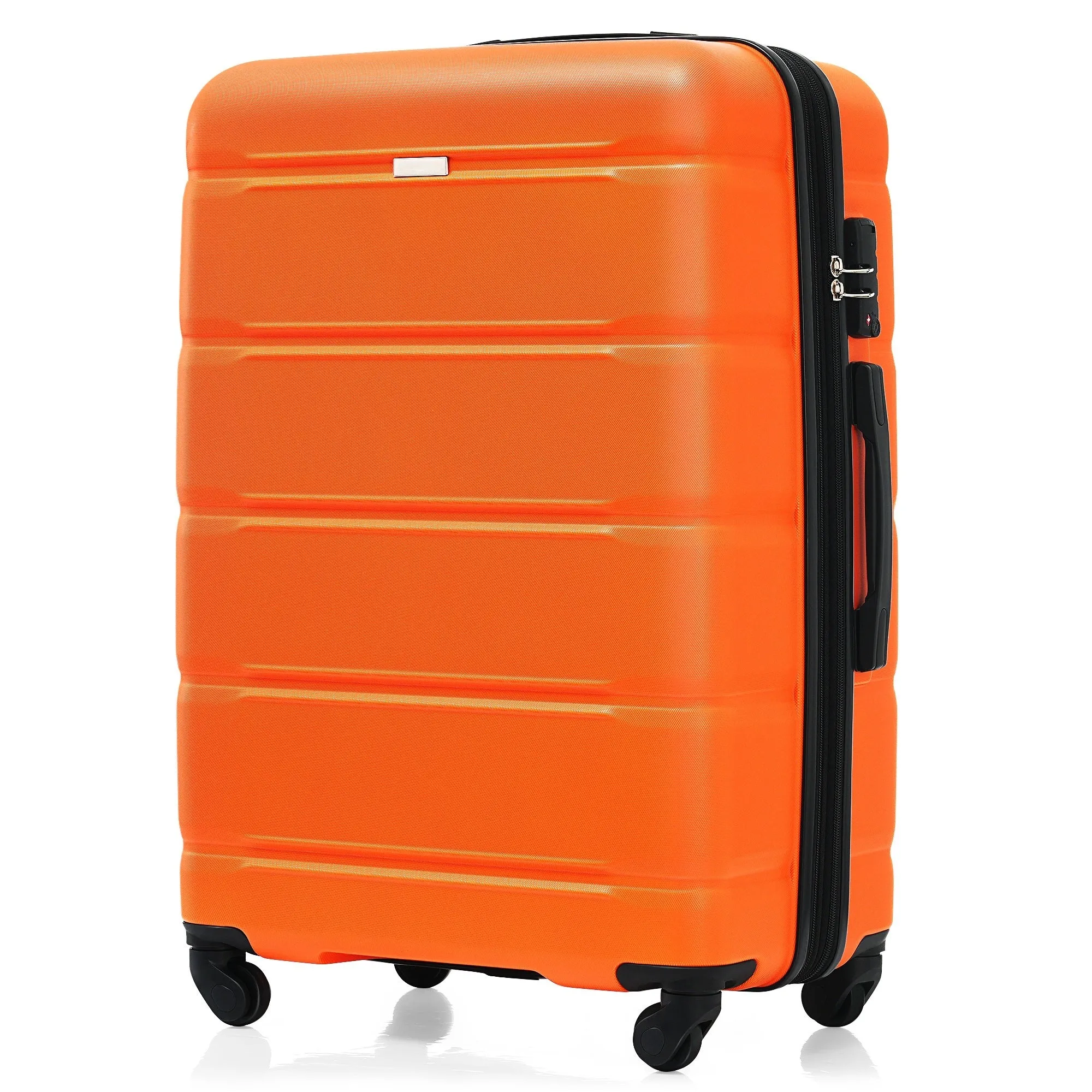 Luggage Set of 3, 20-inch with USB Port, Airline Certified Carry-on Luggage with Cup Holder, ABS Hard Shell Luggage with Spinner Wheels, orange