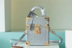 LV The Camera Box Monogram Empreinte By Nicolas Ghesquiere Light Blue For Women,  Shoulder And Crossbody Bags 9.3in/16cm LV