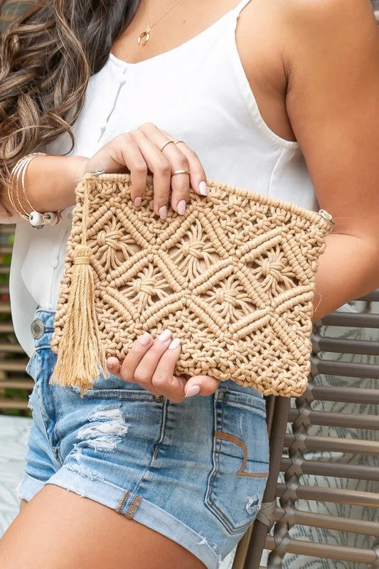 Macrame Tassel Clutch in 2 Colors