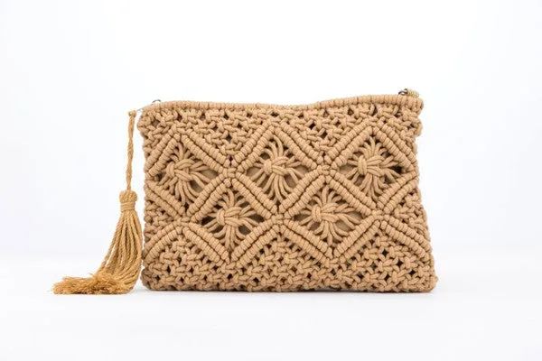 Macrame Tassel Clutch in 2 Colors