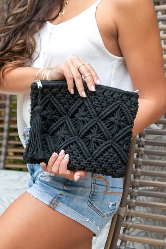 Macrame Tassel Clutch in 2 Colors