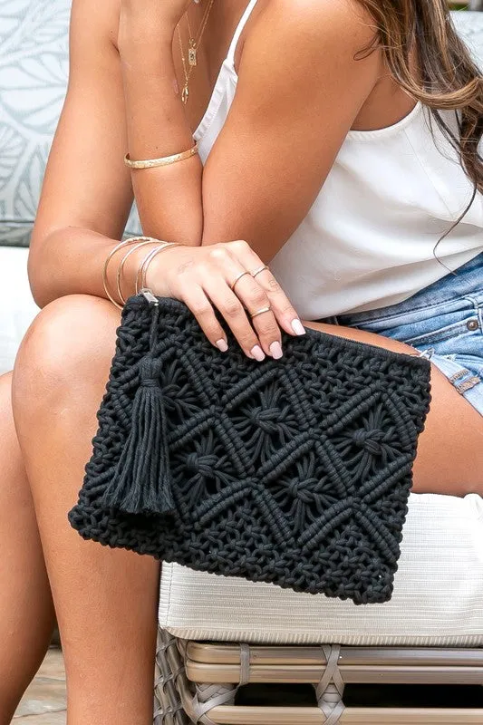 Macrame Tassel Clutch in 2 Colors