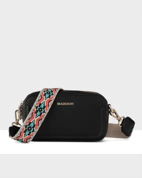 Maddie Double Zip Camera Crossbody Bag   Aztec Bag Strap