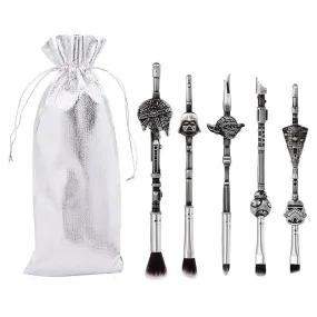 Makeup Brushes Set | 5pcs Cosmetic Makeup Brush Set Professional Tool Kit Set Drawstring Bag Included (silvery)