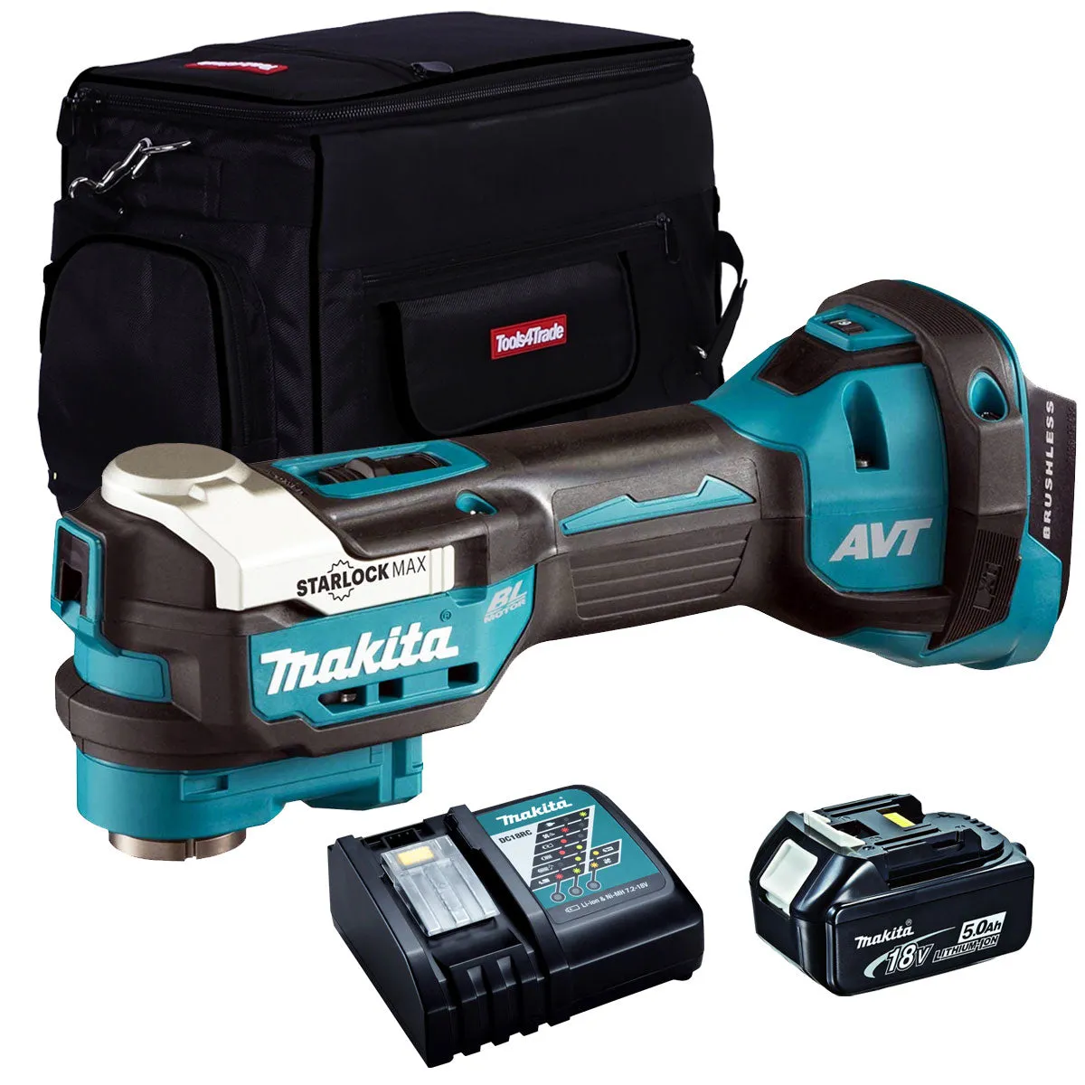 Makita DTM52Z 18V Brushless Oscillating Multi Tool with 1 x 5.0Ah Battery Charger & Tool Bag