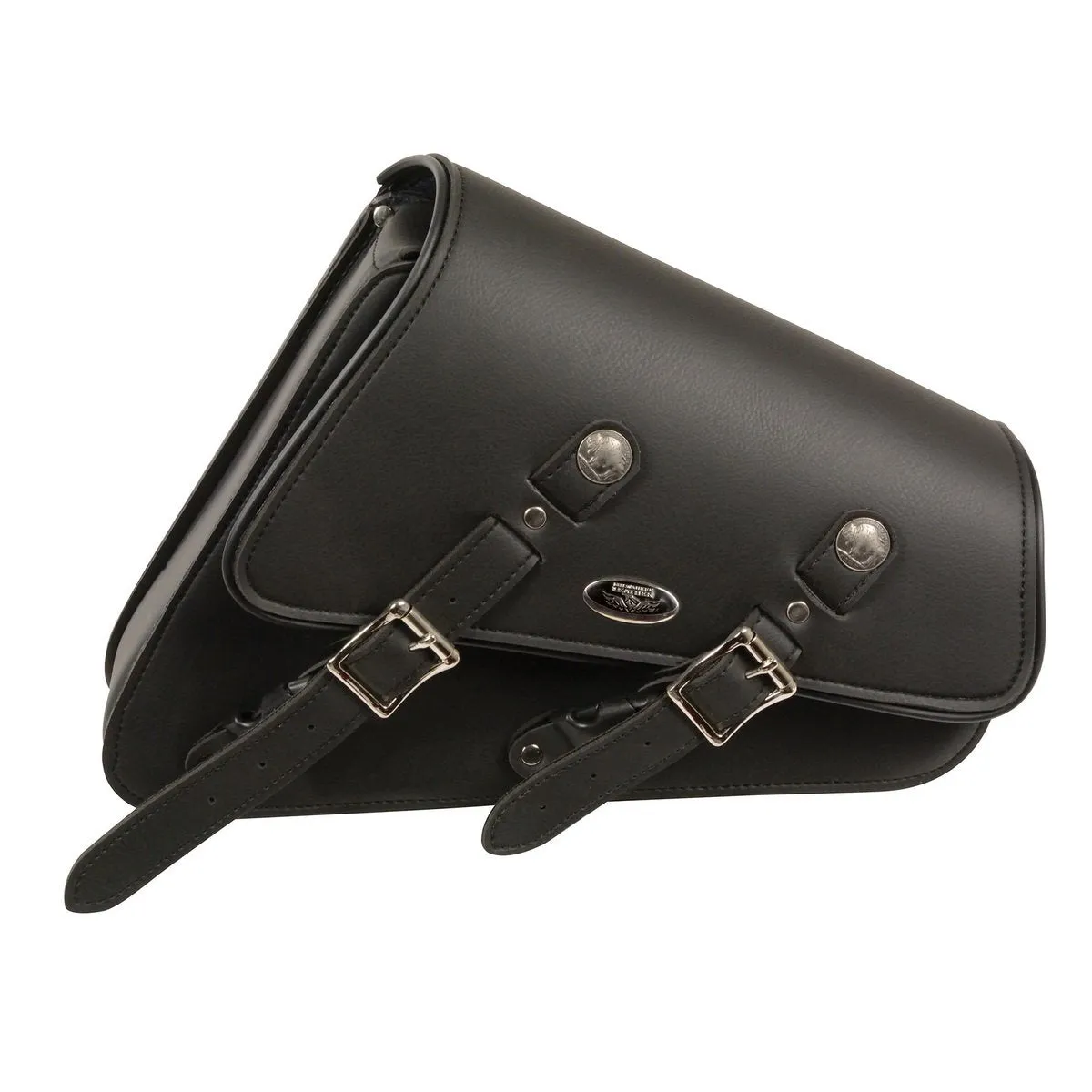 Milwaukee Leather SH639 Black Right Side Heavily Slanted PVC Swing Arm Bag with Buffalo Snaps