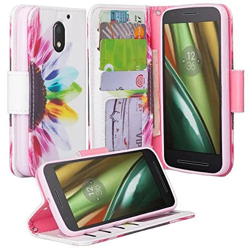 Moto G4 (4th Gen) Case | Moto G4 Plus Case, Wrist Strap Pu Leather Magnetic Fold[Kickstand] Wallet Case with ID & Card Slots for Motorola G4/G4 Plus - Vivid Sunflower