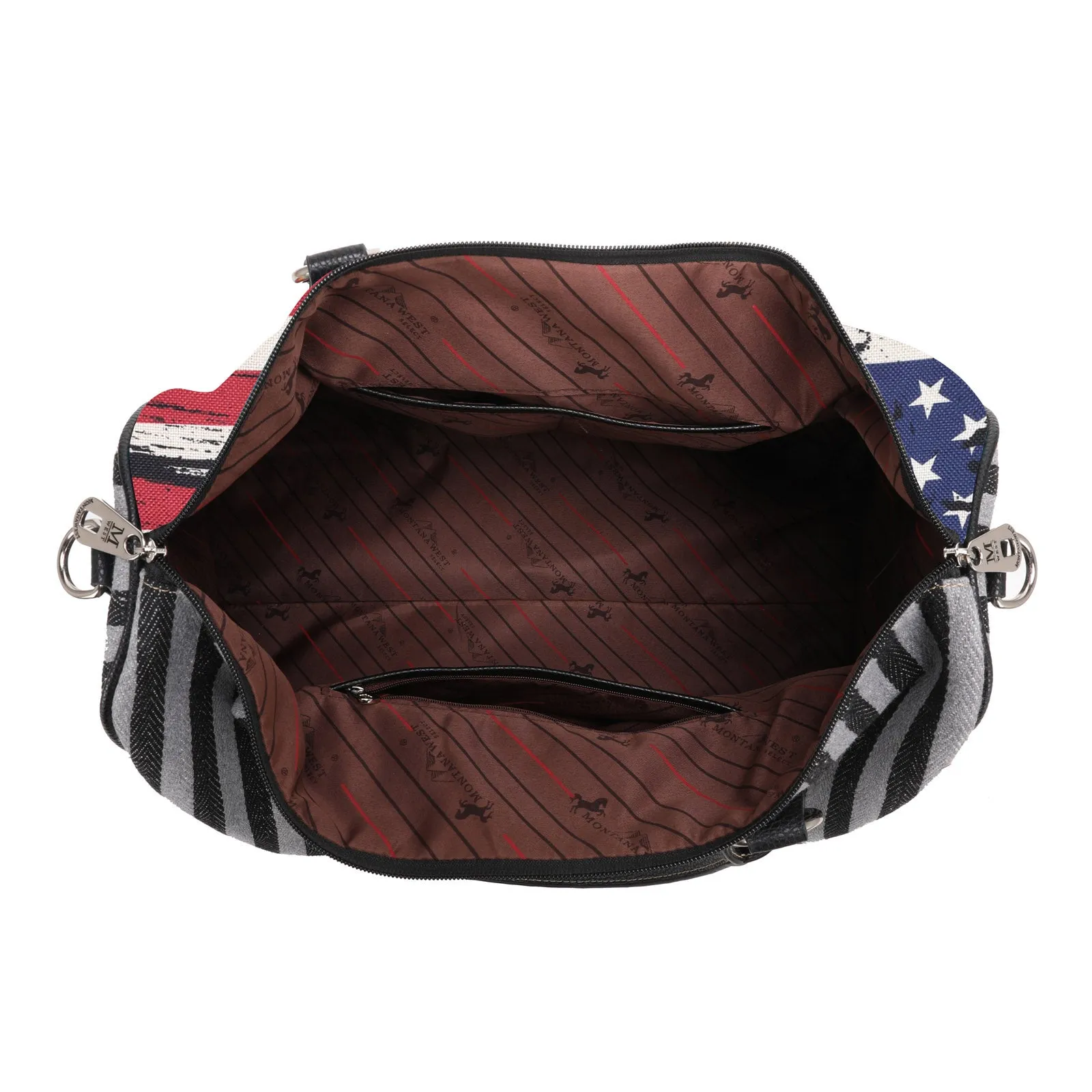 MW933-5110 Montana West American Flag Canvas Weekender Bag