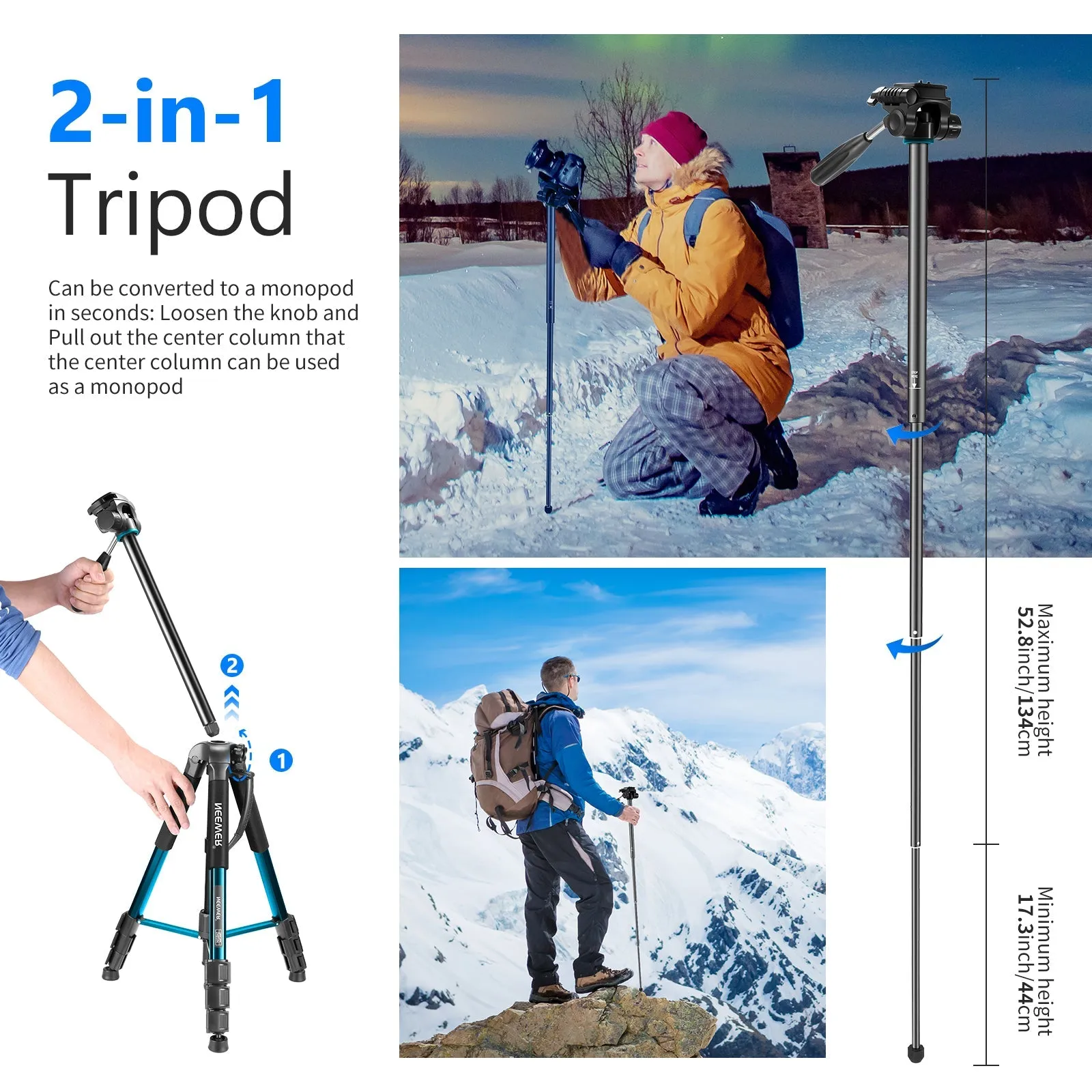 NEEWER SAB264 70″ Aluminum Alloy Monopod Tripod