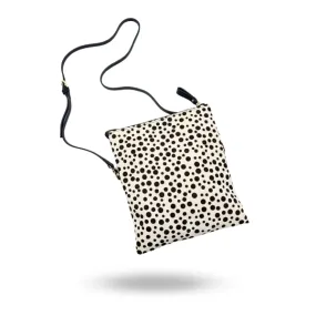 NUNDAH - Womens Black White Polka Dot Cowhide Genuine Leather Clutch Crossbody Bag