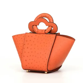 Nyla Orange Ostrich Leather Handbag