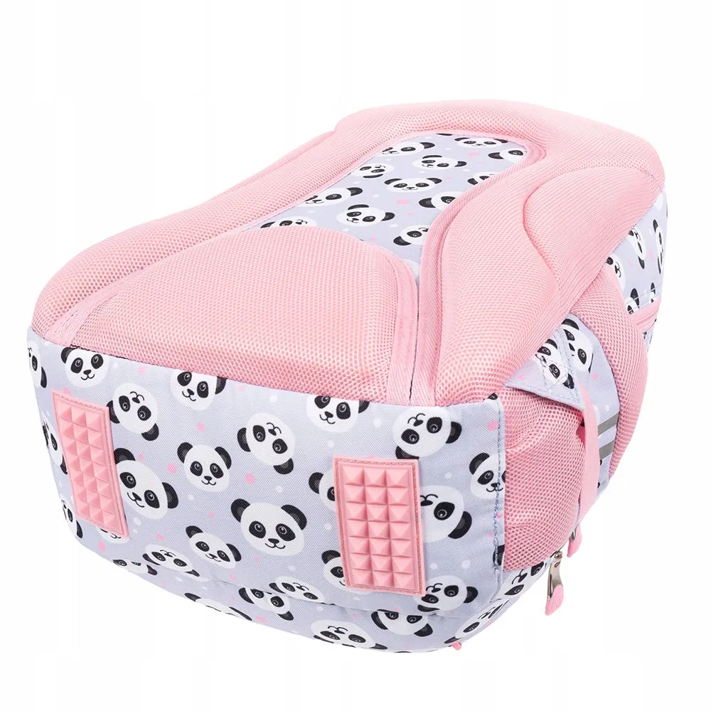 Panda Grey/Pink 15 Inch School Bag | Cute & Functional Backpack for Girls