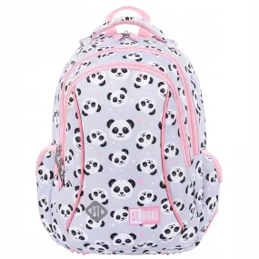 Panda Grey/Pink 15 Inch School Bag | Cute & Functional Backpack for Girls