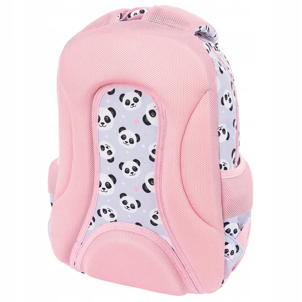 Panda Grey/Pink 15 Inch School Bag | Cute & Functional Backpack for Girls