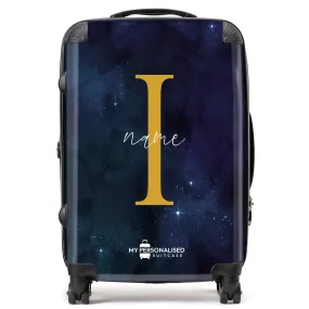 Personalised Awash with Stars Blue and Purple Suitcase