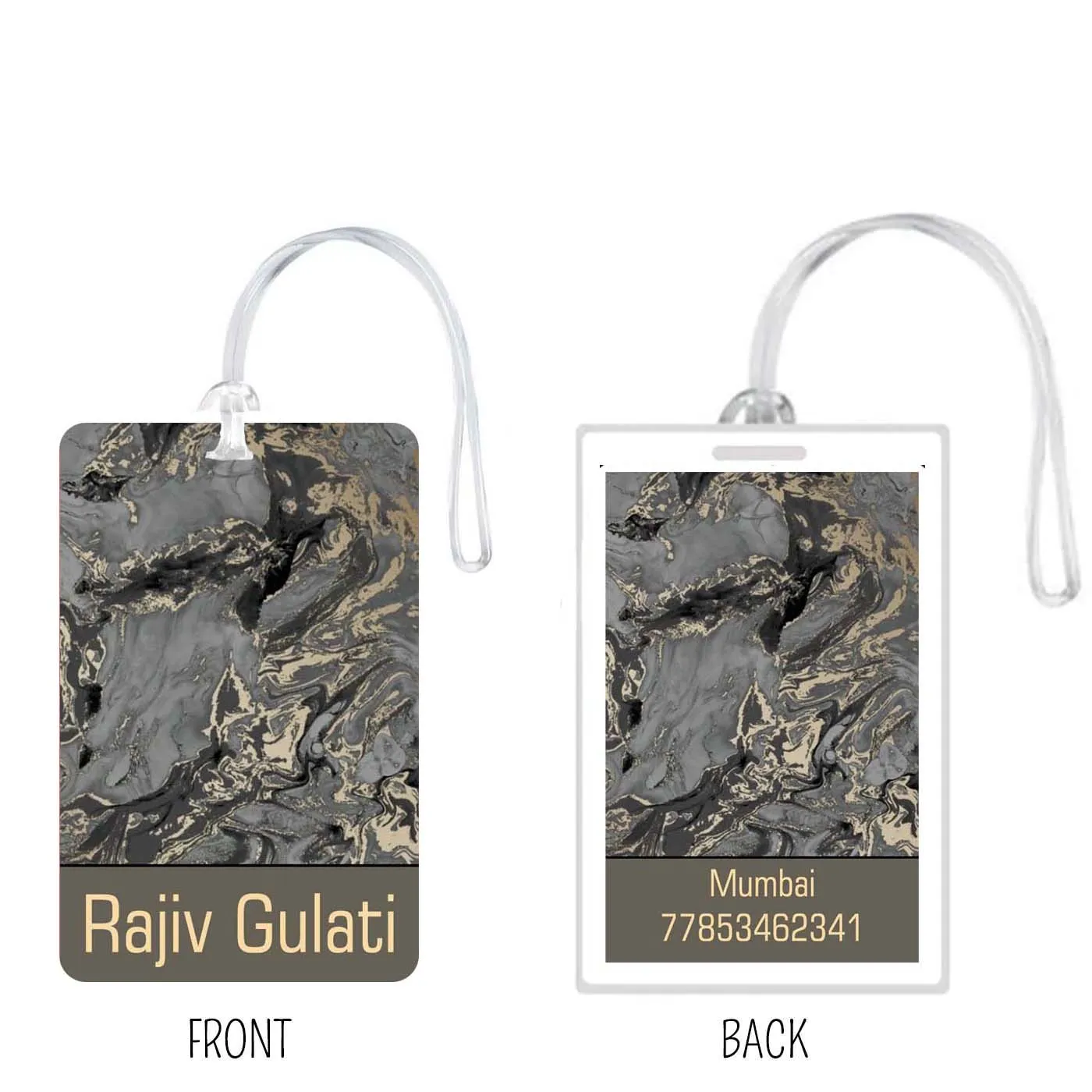 Personalized Luggage Tags Black Marble Design - Set of 5