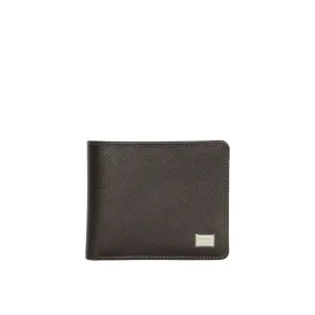 Picard Saffiano Men's Bifold Leather Wallet with Centre Card Flap and Coin Pouch (Cafe)