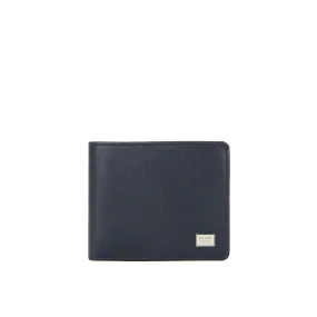 Picard Saffiano Men's Bifold Leather Wallet with Centre Card Flap and Coin Pouch (Navy)