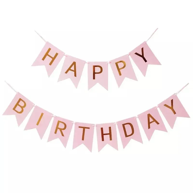 Pink & Gold Birthday Banner