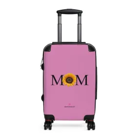 Pink Sunflower Mom Cabin Suitcase, Best Mom's Floral Print Small Premium Luxury Carry On Luggage