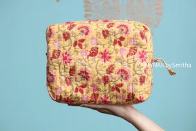 'Plumeria' printed toiletry/makeup zipper pouch