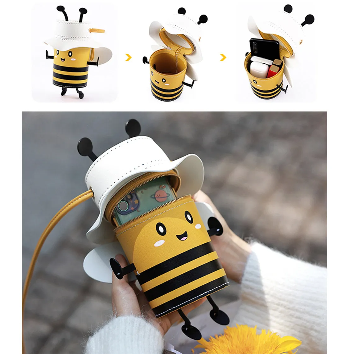 POPSEWING® Leather Lovely Bee Crossbody Bag For Kids DIY Kit