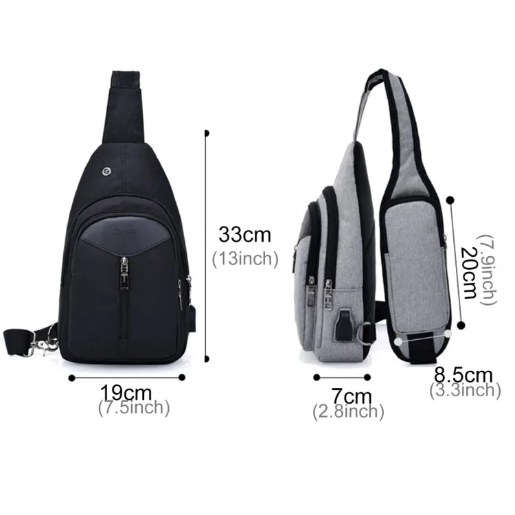 Portable Backpack Casual Outdoor Unisex Shoulder Bags Triangle Design Crossbody Bags Outdoor Sports Riding Shoulder Bag with External USB Charging Interface and Headphone Plug(Black)