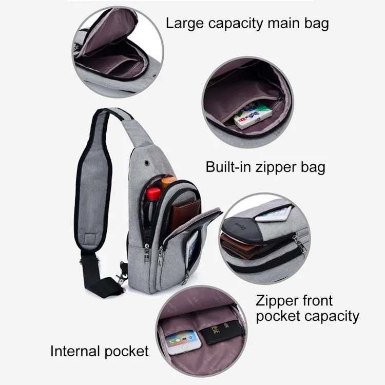 Portable Backpack Casual Outdoor Unisex Shoulder Bags Triangle Design Crossbody Bags Outdoor Sports Riding Shoulder Bag with External USB Charging Interface and Headphone Plug(Black)