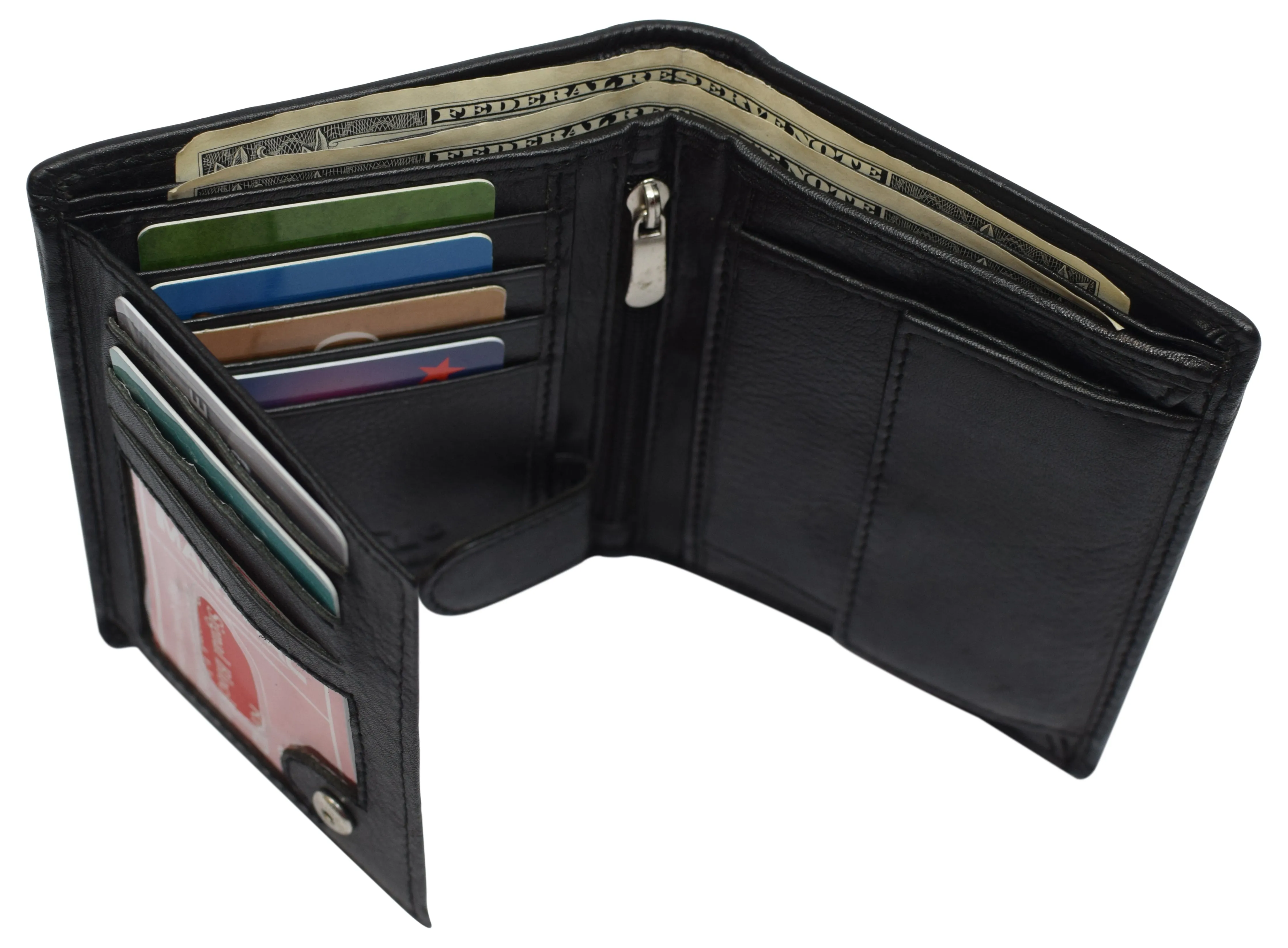 RFID Blocking Bifold Hipster Men's Genuine Leather Wallet with Coin Pouch 630518