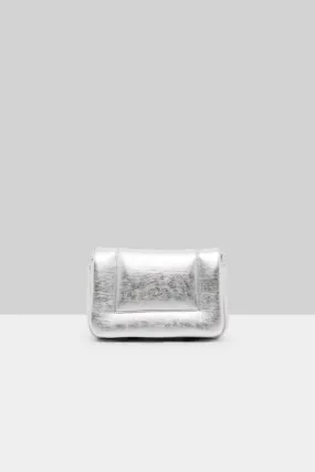 Riquadro Laminated Leather Clutch Bag in Silver Foil