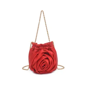 Rosette Faux Leather Crossbody Handbag