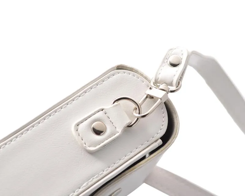 Simple PU Leather Shoulder Bag for Mirrorless Camera - White