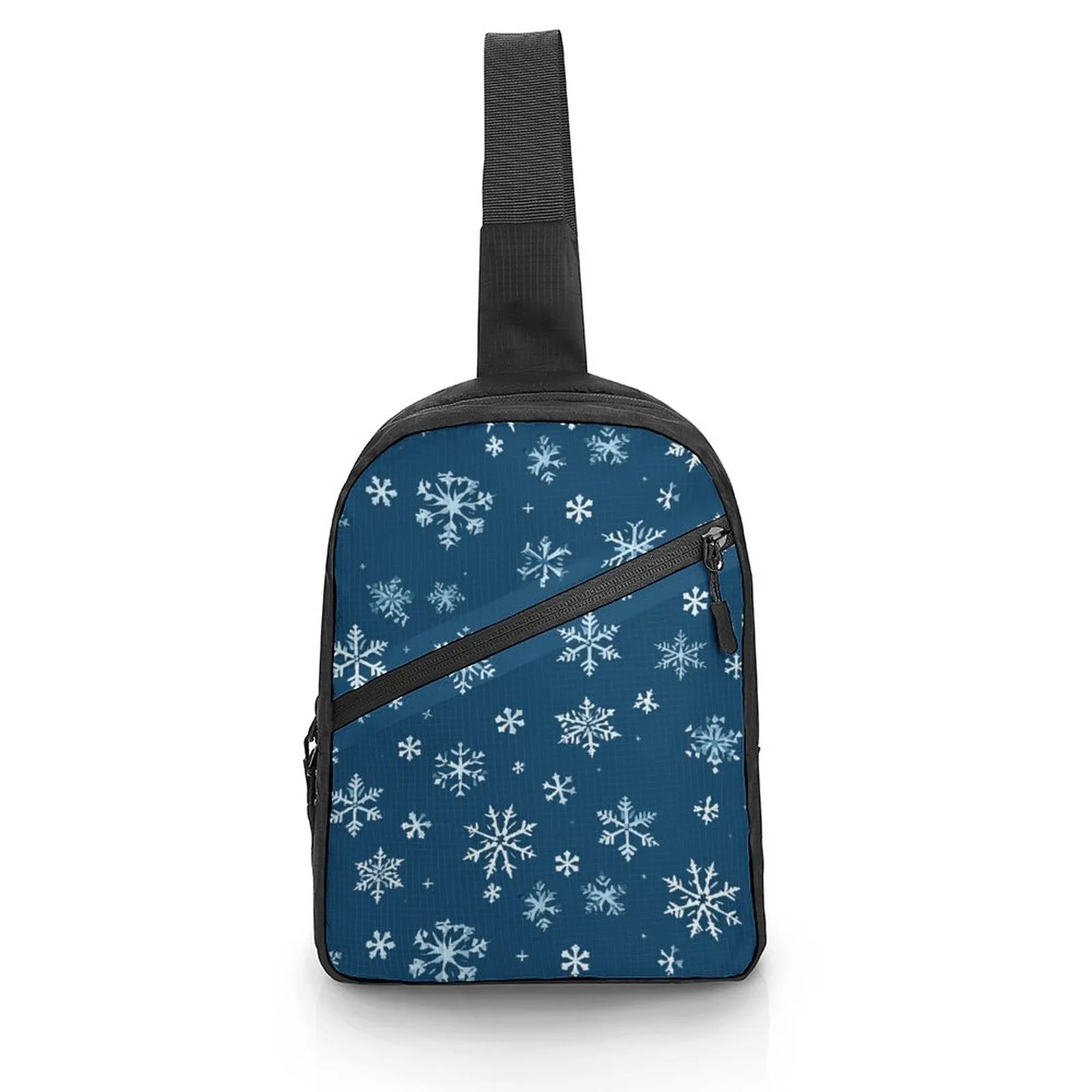 Snowflake Pattern , Holiday Christmas Design Crossbody Sling Bag, Cute Gift Idea