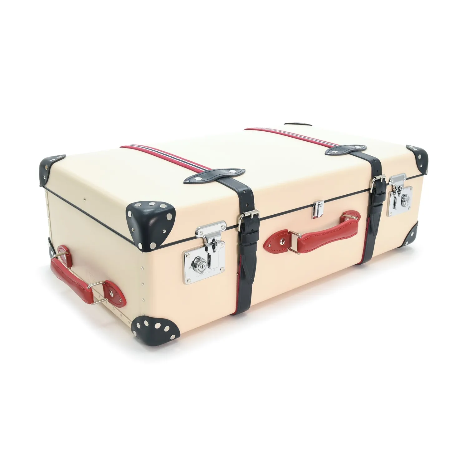 St. Moritz · Large Suitcase | Ivory/Navy & Red