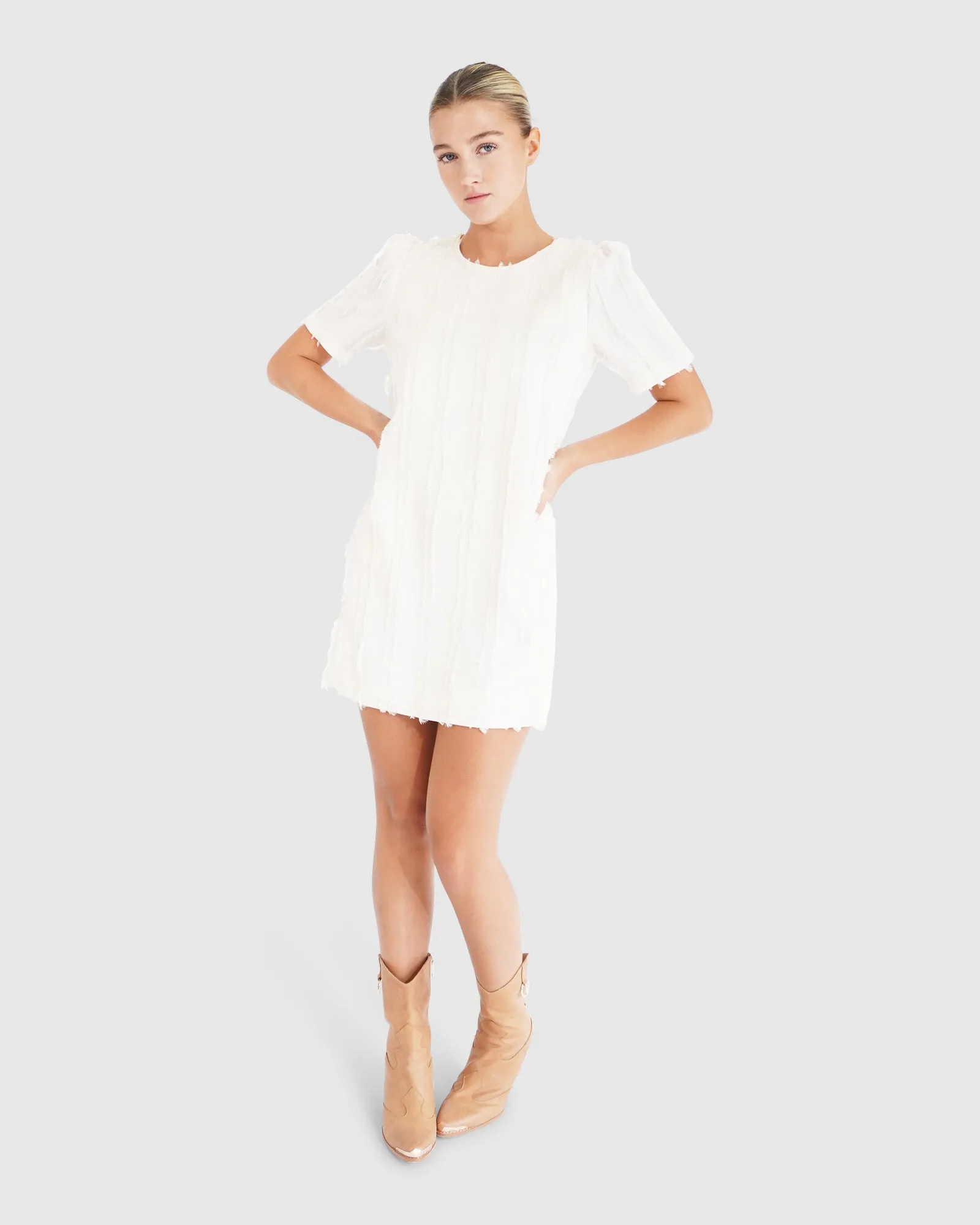 Star Child Textured Mini Dress - Off-White