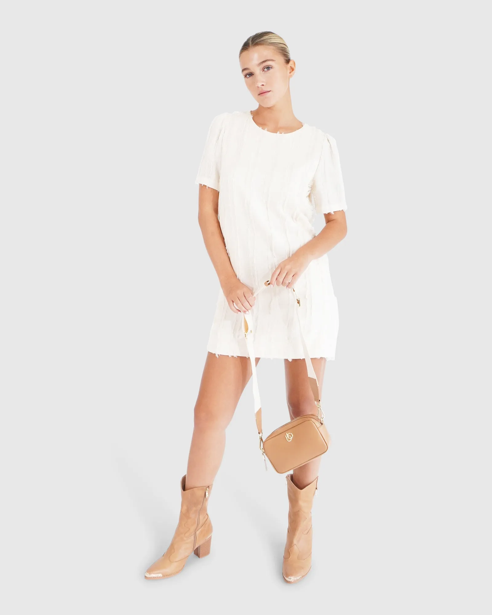 Star Child Textured Mini Dress - Off-White