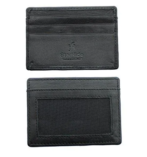 STARHIDE Mens Ultra Slim Real Leather Credit Card Holder Billfold Coin Wallet NA11 Black