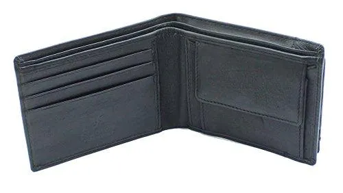 STARHIDE Mens Ultra Slim Real Leather Credit Card Holder Billfold Coin Wallet NA11 Black