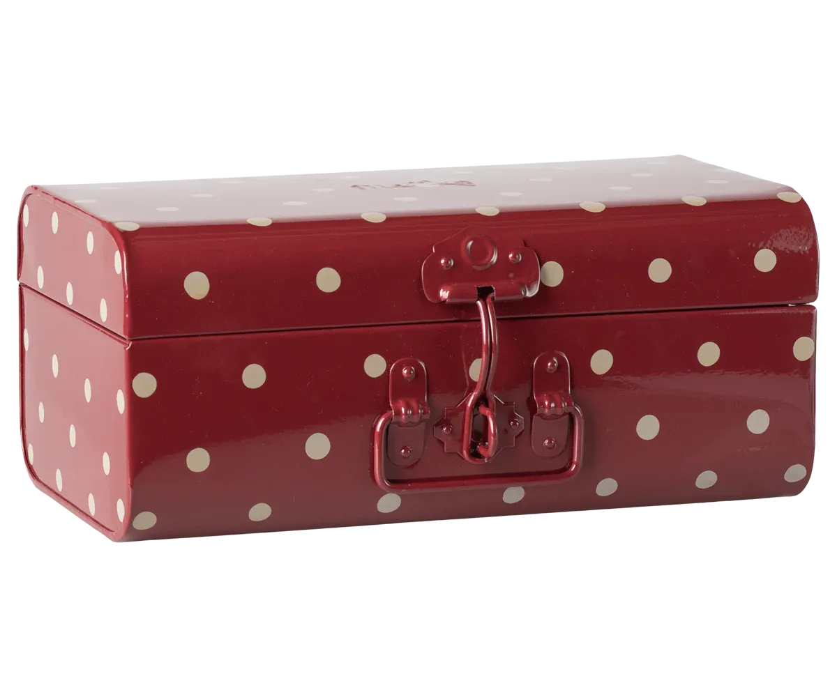 Storage suitcase, Small - Red w/Dots