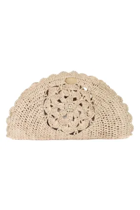 Sun Raffia Clutch in Ecru